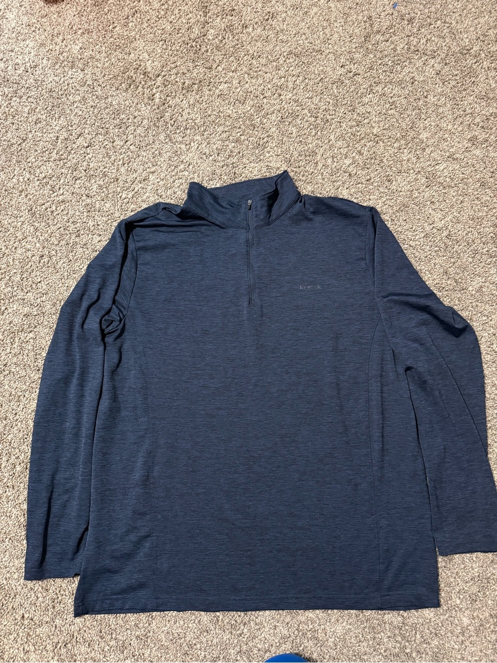 Reebok Men's Navy Quarter-Zip Long Sleeve Top